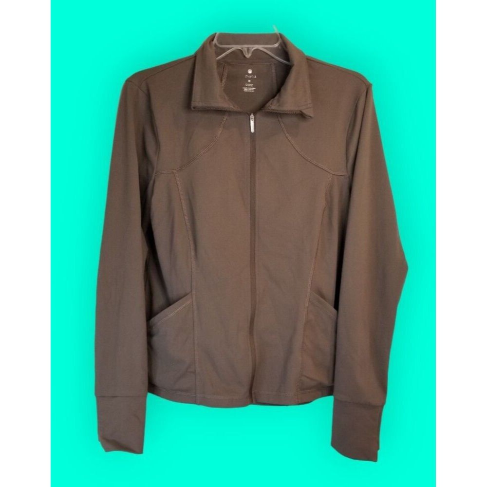 APARA Women's Jacket Activewear Size Medium Thumbholes Yoga Dark Taupe